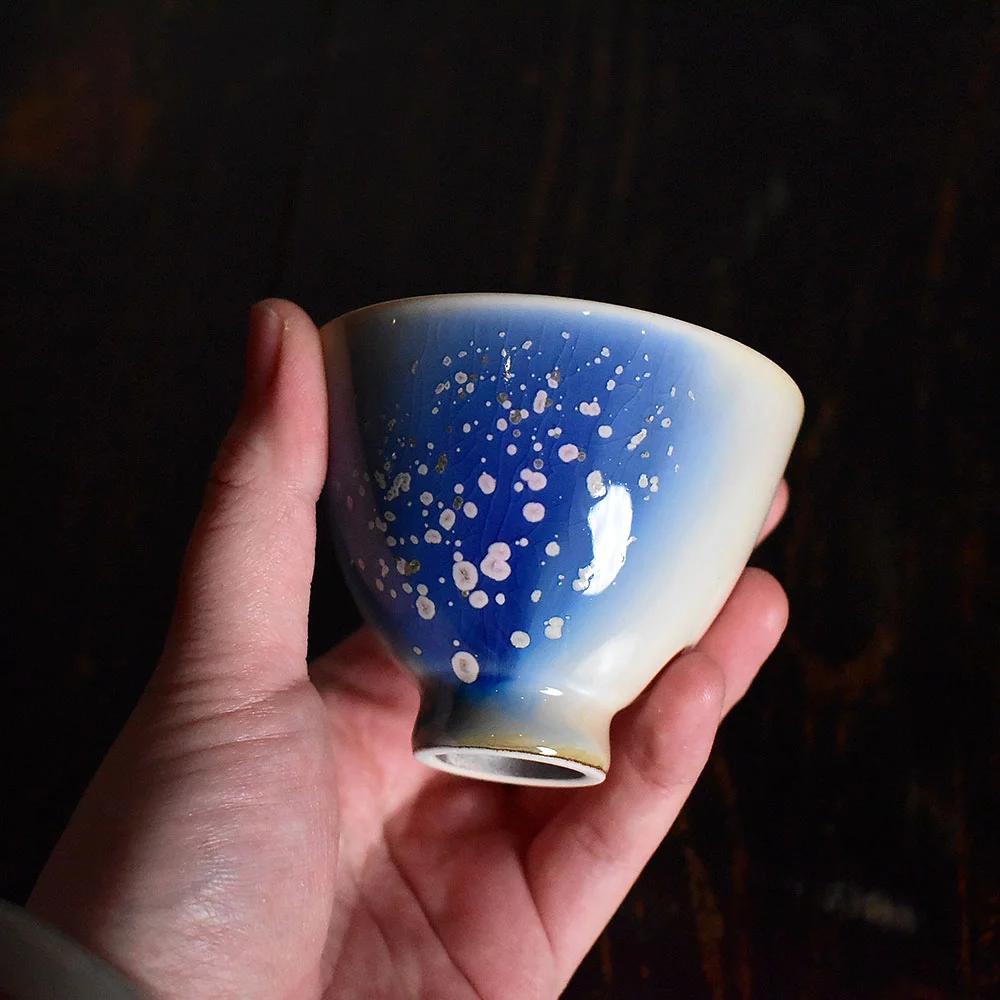 Handmade Heart-shaped Kiln Altered Blue Tea Cup New