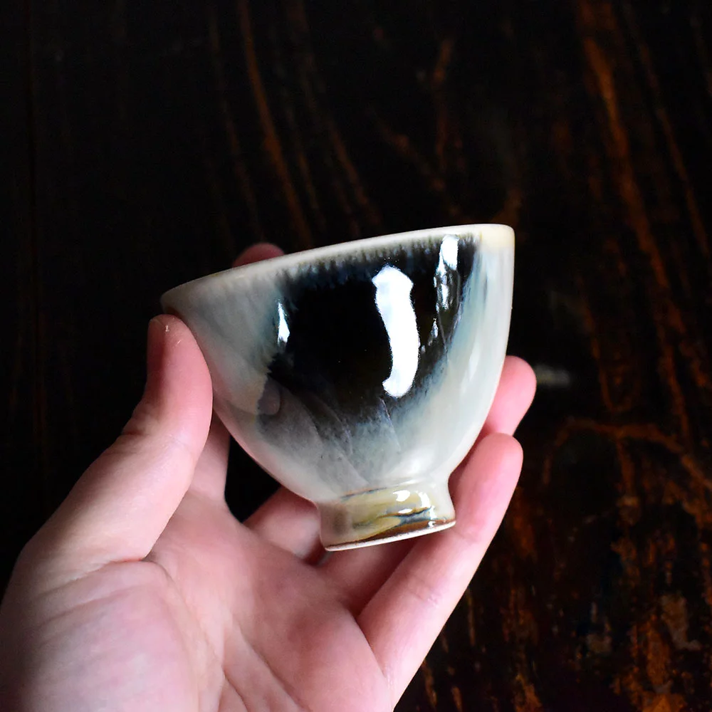 Handmade Heart-shaped Kiln Altered Green Tea Cup