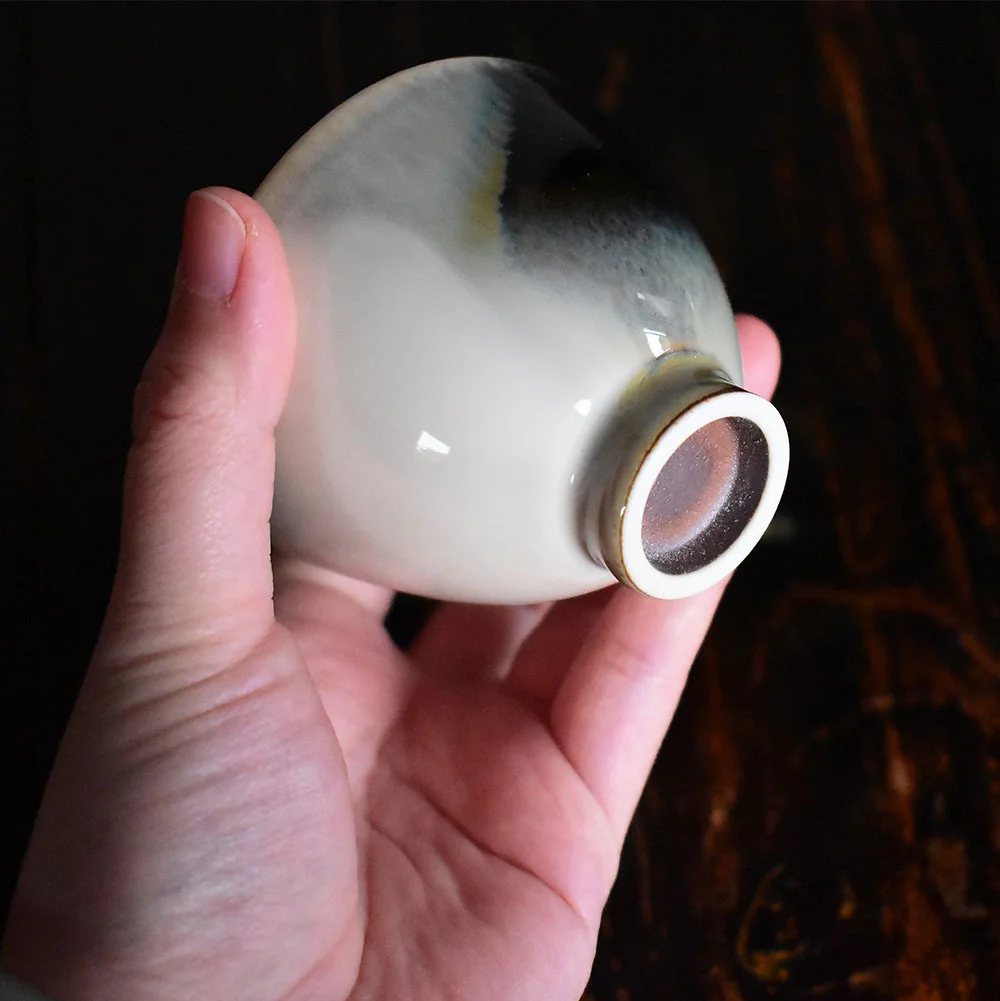 Handmade Heart-shaped Kiln Altered Green Tea Cup