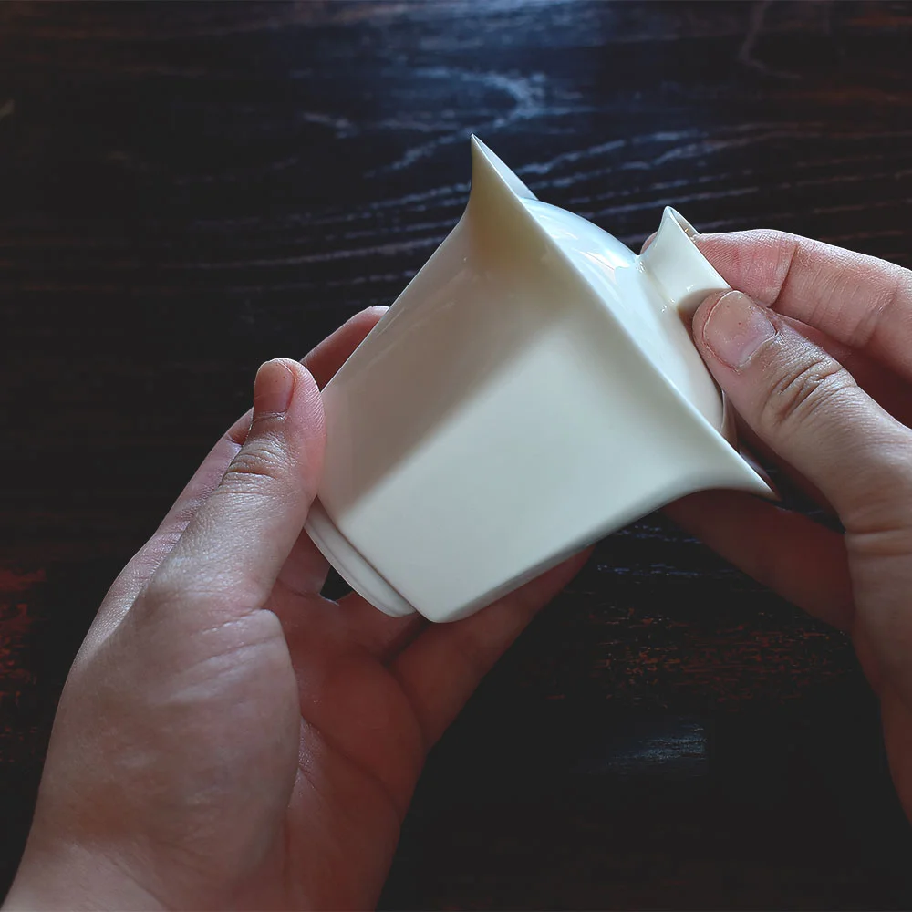 Apricot White Hexagon Gaiwan