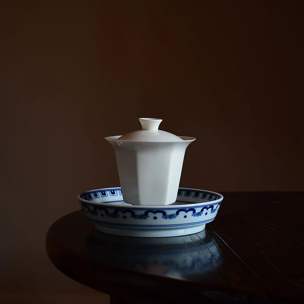 Apricot White Hexagon Gaiwan