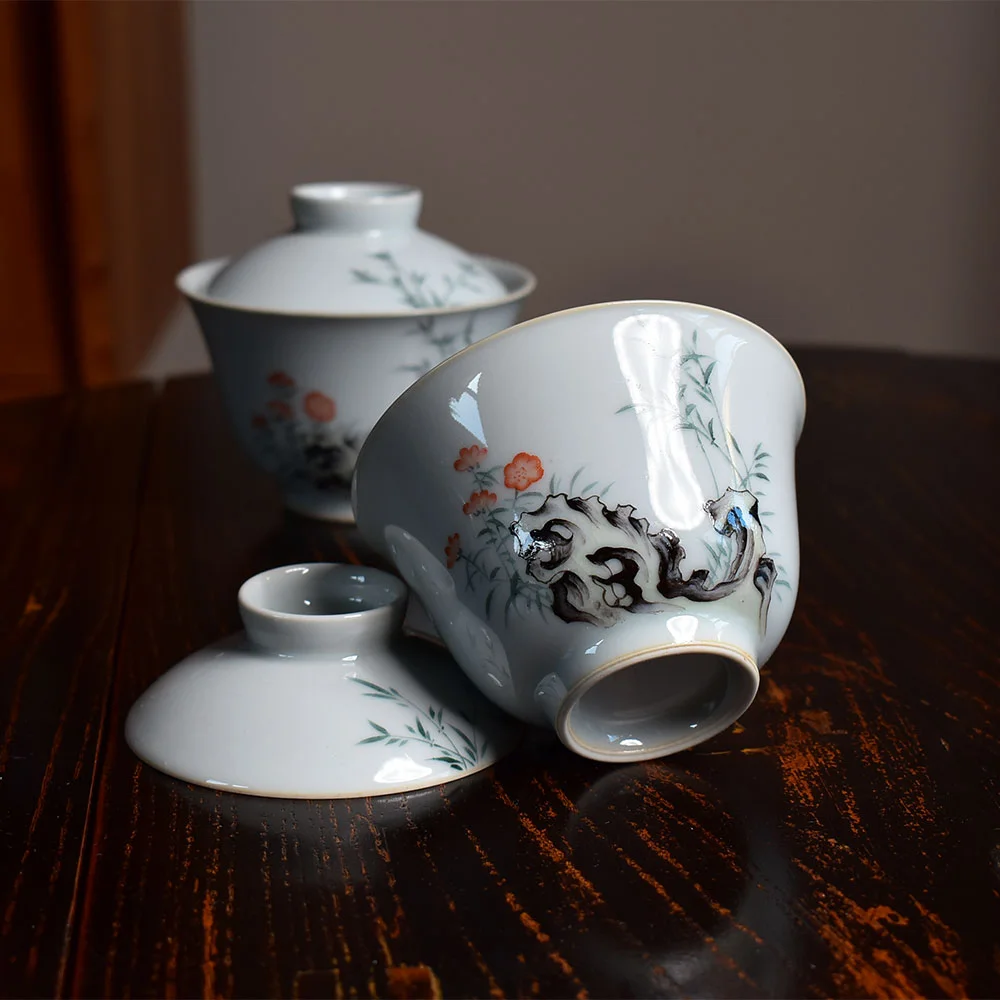 Hand Painted Antique Clay Glaze Bamboo Gaiwan