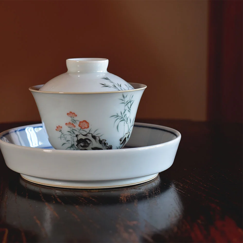 Hand Painted Antique Clay Glaze Bamboo Gaiwan