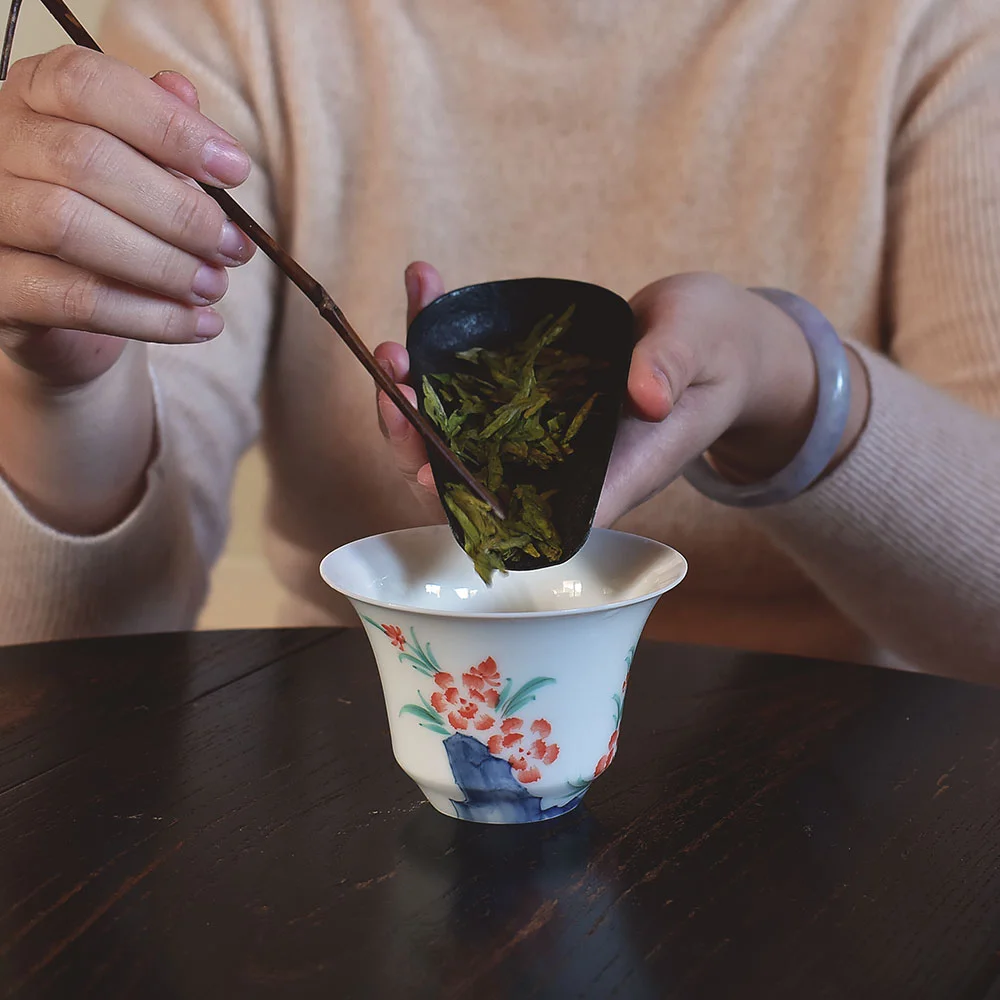 Hand Painted Begonia Thin Gaiwan