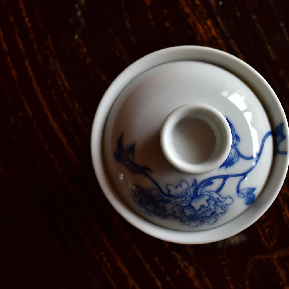 Hand Painted Peony Gaiwan