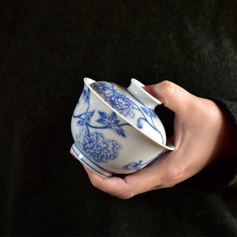 Hand Painted Peony Gaiwan