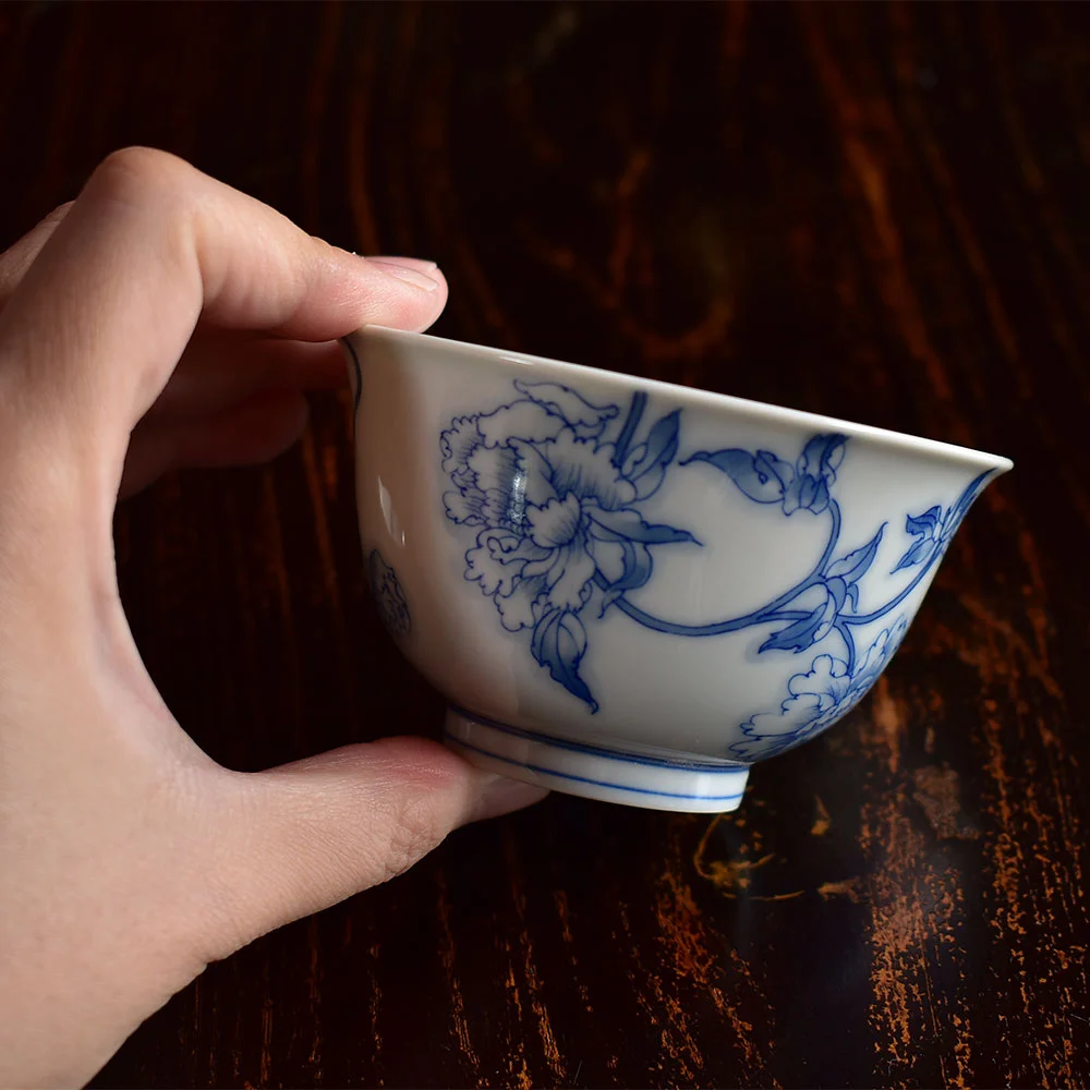 Hand Painted Peony Gaiwan