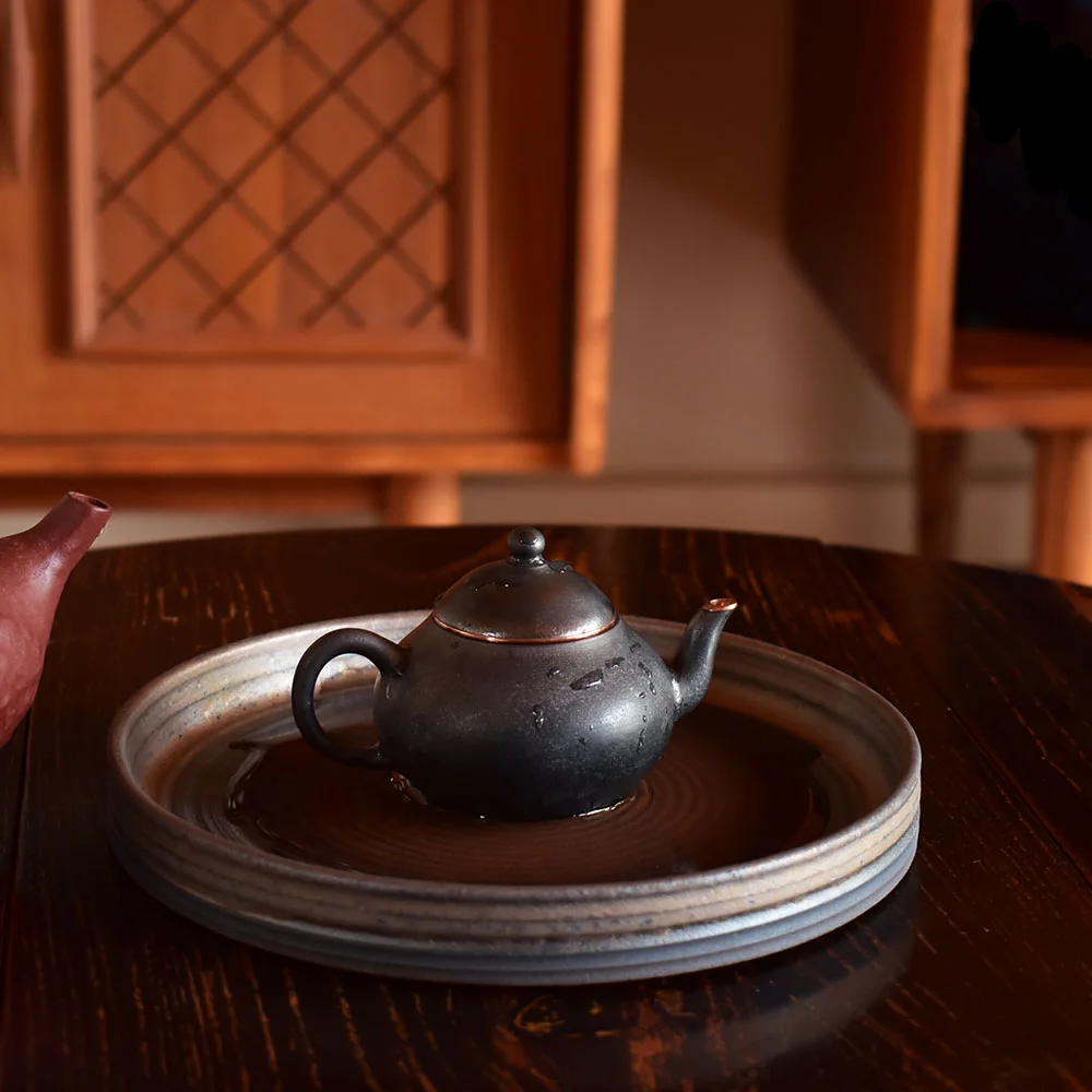 Round Coarse Pottery Tea Tray