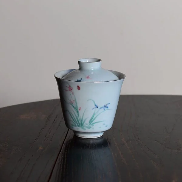 Sliver-trimmed Chinese Orchid Gaiwan