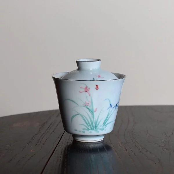 Sliver-trimmed Chinese Orchid Gaiwan