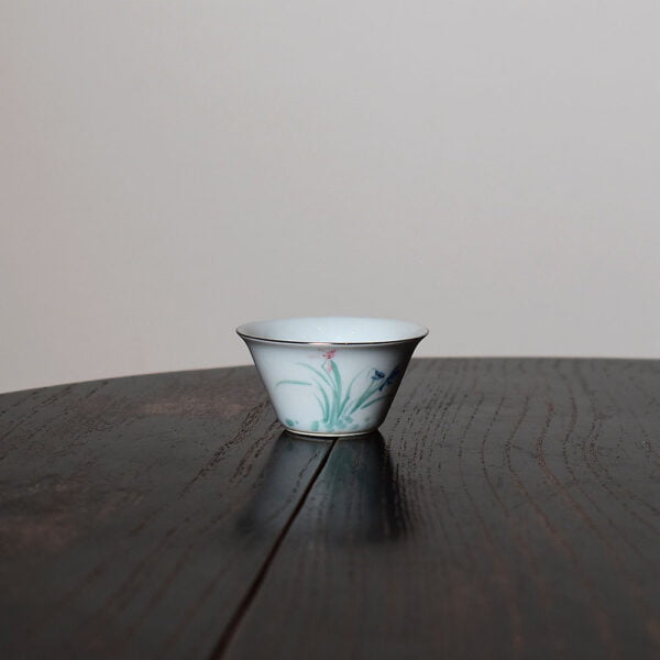 Tiny Sliver-trimmed Chinese Orchid Teacup