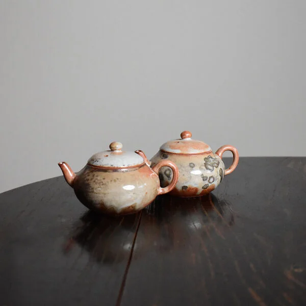 Ink Wash Wood-Fired Kiln Altered Flat Teapot