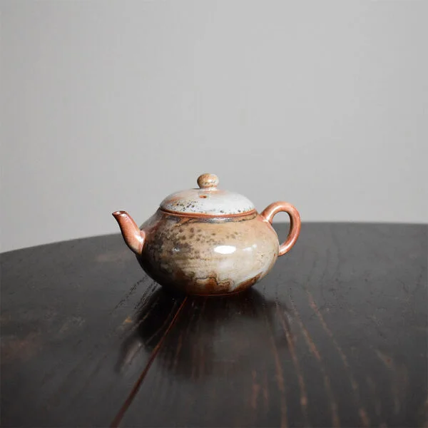 Ink Wash Wood-Fired Kiln Altered Flat Teapot