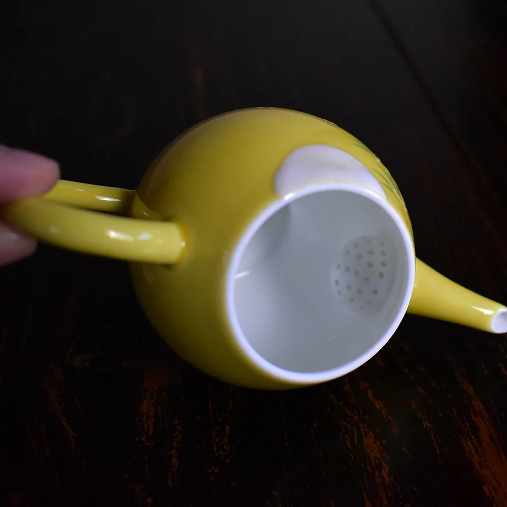 Jade Rabbit Looking at the Moon Hand-Painted Teapot