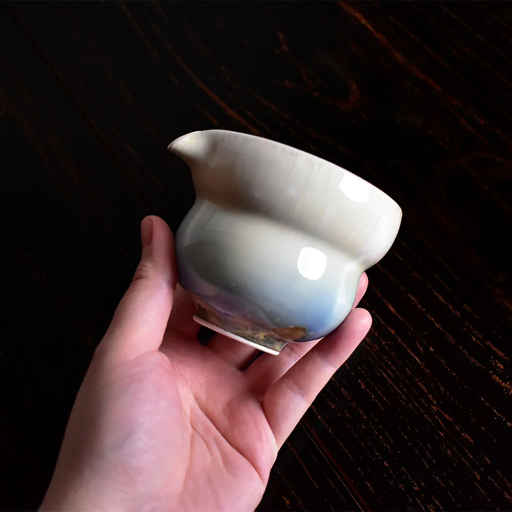 Kiln-Transformed Aurora Blue Glaze Gourd-Shaped Fairness Cup