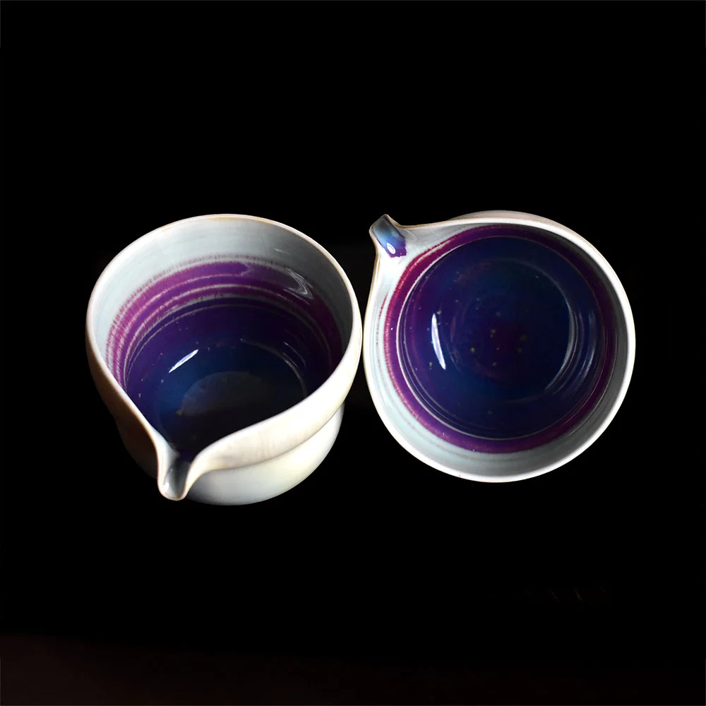 Kiln-Transformed Aurora Blue Glaze Gourd-Shaped Fairness Cup