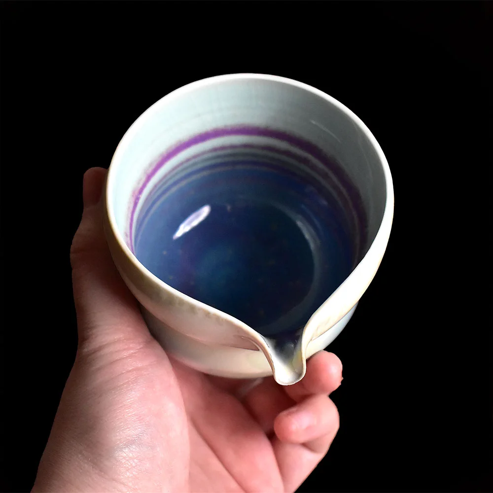 Kiln-Transformed Aurora Blue Glaze Gourd-Shaped Fairness Cup