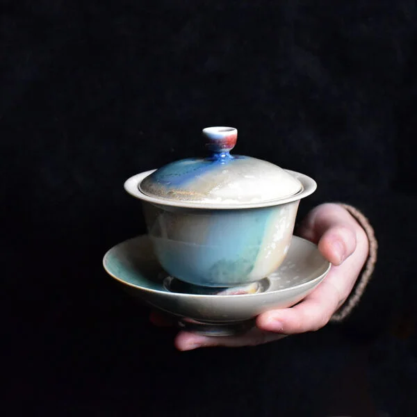 Kiln-Transformed Aurora Blue San Cai Gaiwan