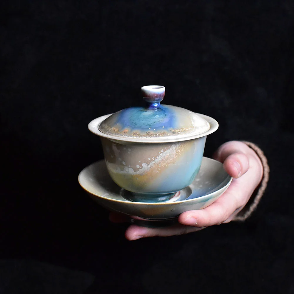 Kiln-Transformed Aurora Blue San Cai Gaiwan